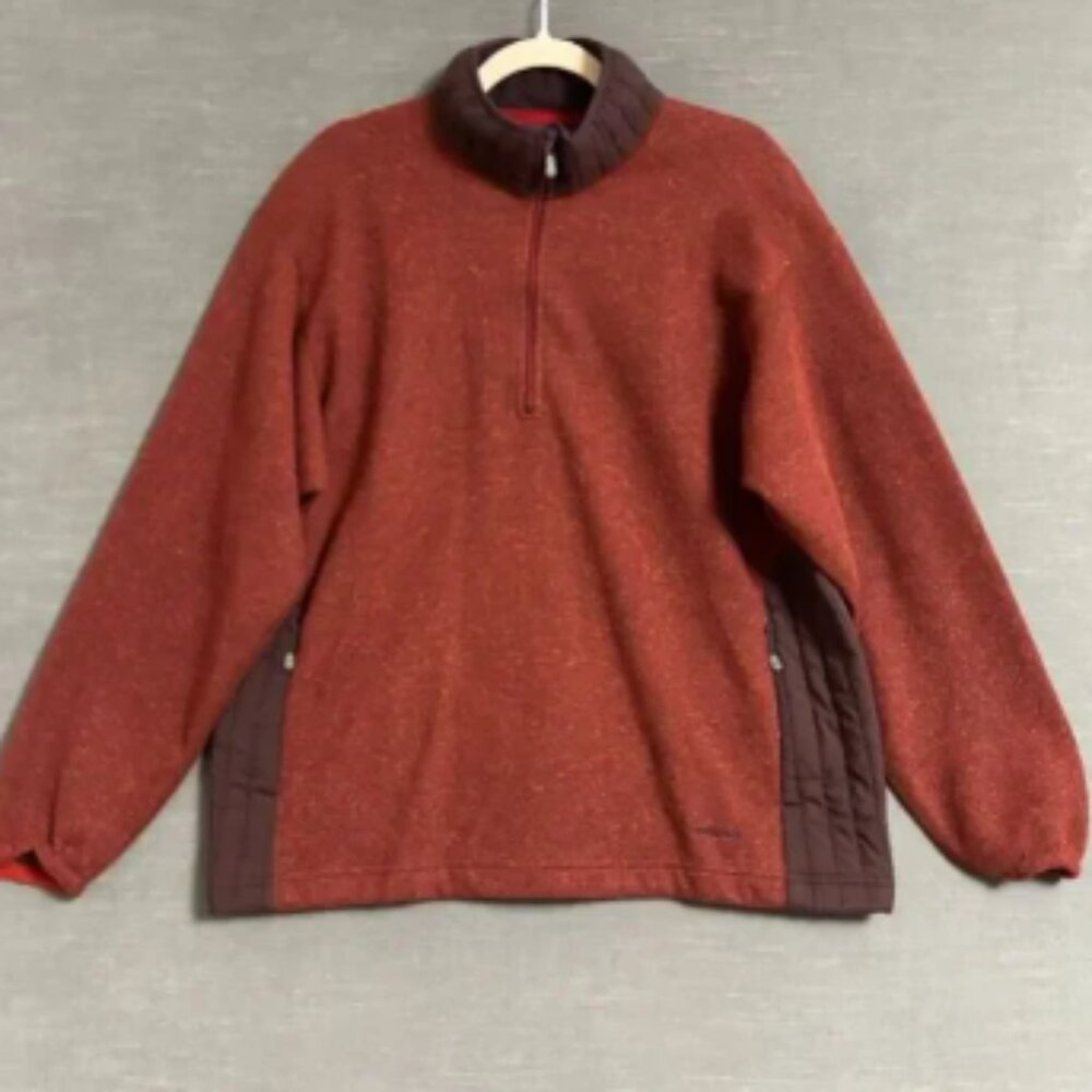 Vintage Patagonia Pullover L Brown Wool Silk 1/4 Zip Quilted‎ Sweater USA 90s